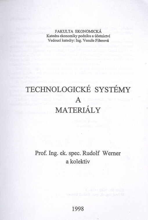 Technologické systémy a materiály