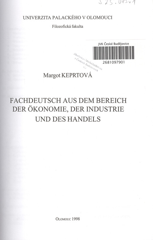 Fachdeutsch aus dem Bereich der Ökonomie, der Industrie und des Handels