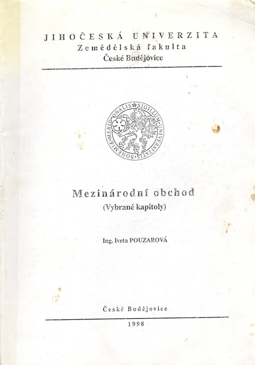Mezinárodní obchod: (vybrané kapitoly)