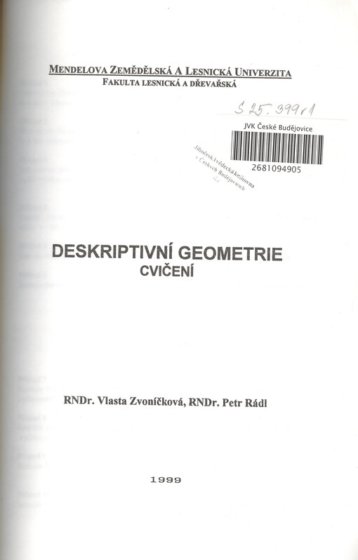 Deskriptivní geometrie : cvičení : pomocný učební text