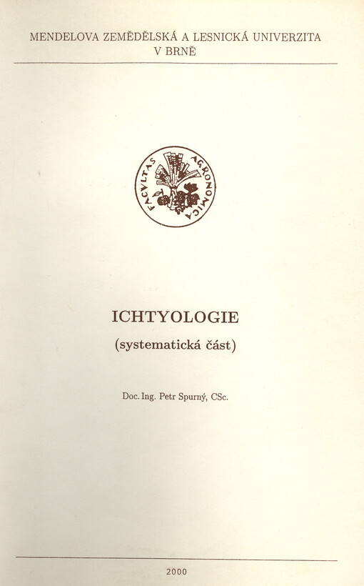 Ichtyologie. Systematická část