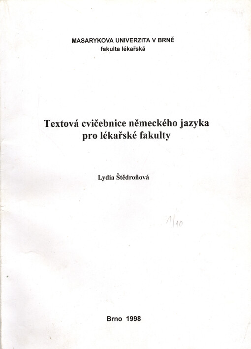 Textová cvičebnice německého jazyka pro lékařské fakulty