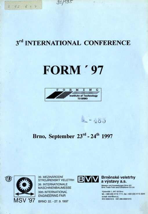 FORM '97 : 3rd international conference FORM '97 Brno, September 23rd - 24th 1997 : proceedings