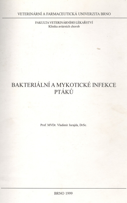 Bakteriální a mykotické infekce ptáků