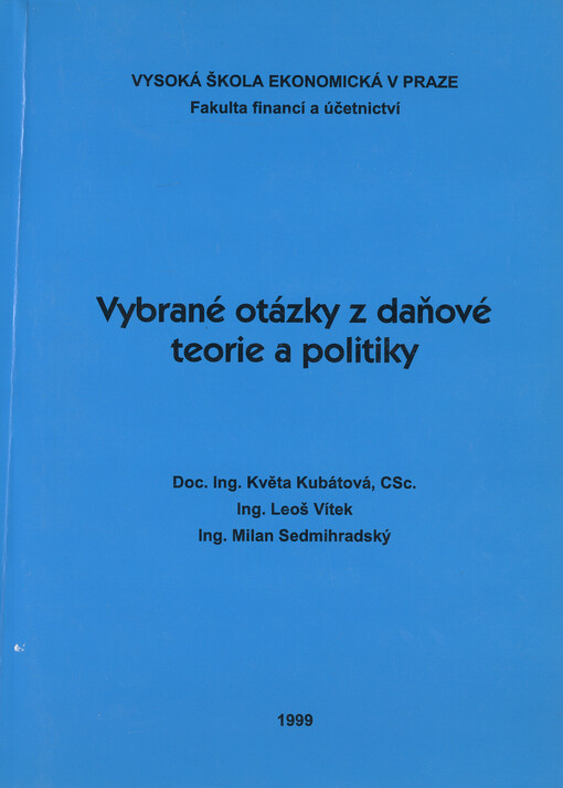 Vybrané otázky z daňové teorie a politiky