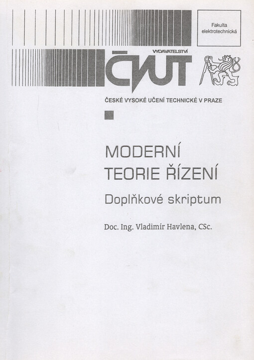 
  Moderní teorie řízení, Doplňkové skriptum
  