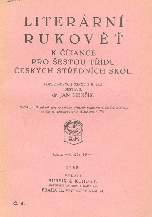 Literární rukověť k čítance pro šestou třídu českých středních škol