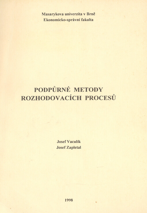 Podpůrné metody rozhodovacích procesů