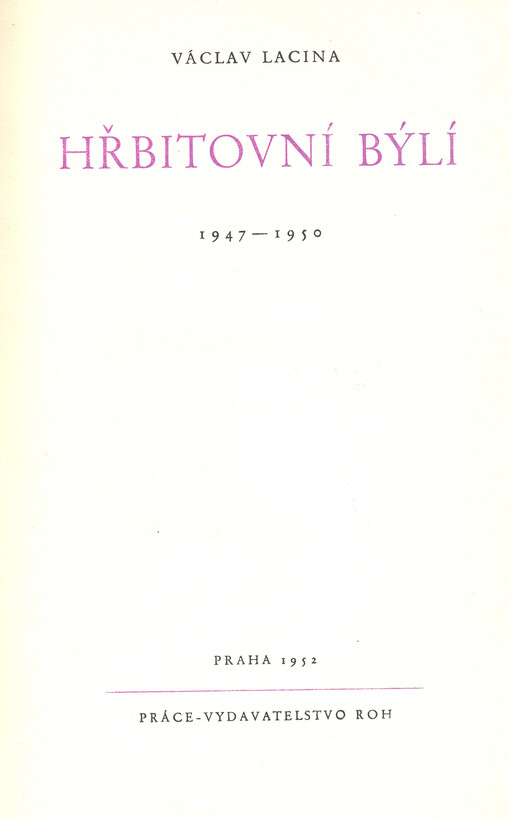 Hřbitovní býlí : 1947-1950