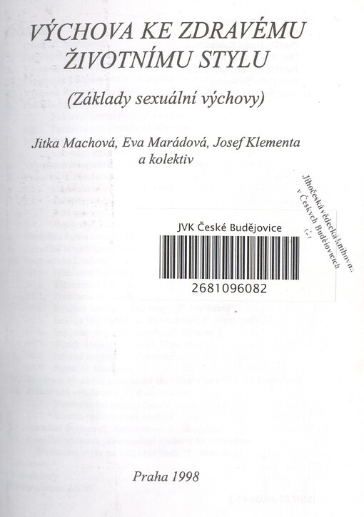 Výchova ke zdravému životnímu stylu : (základy sexuální výchovy)