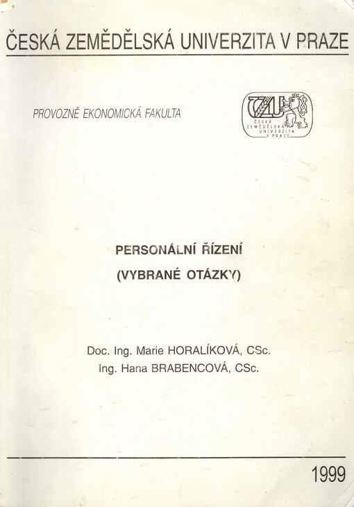 Personální řízení - vybrané otázky : skripta ke cvičením