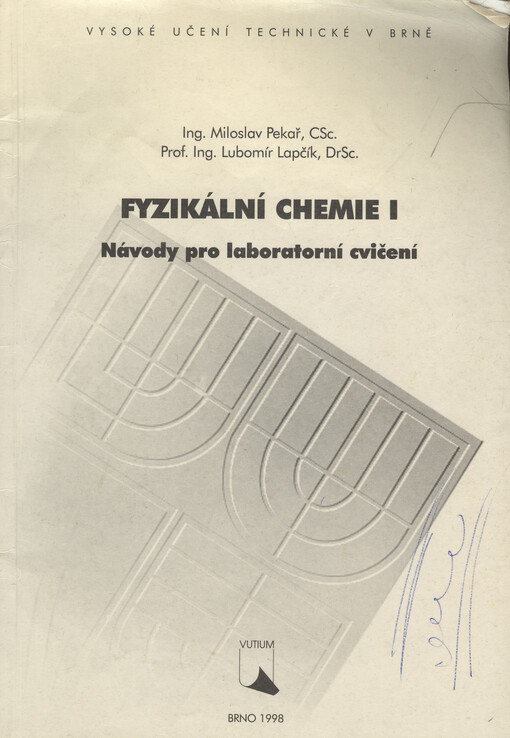 Fyzikální chemie I : návody pro laboratorní cvičení