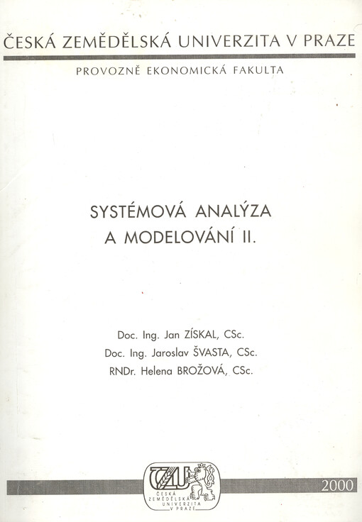 Systémová analýza a modelování II.
