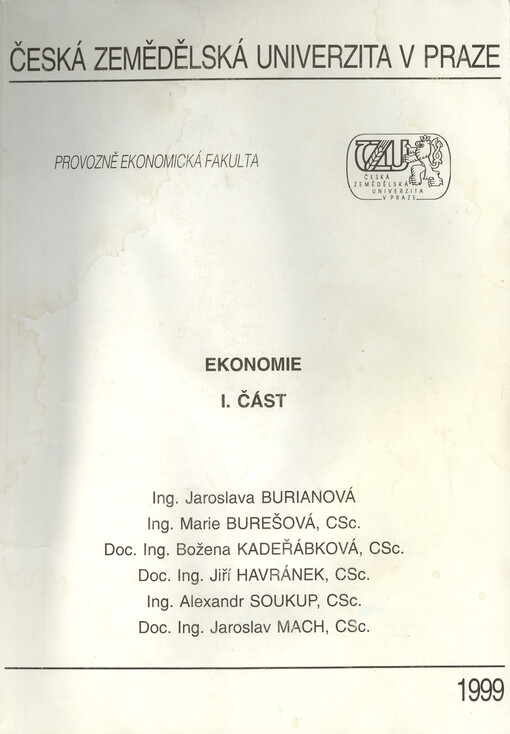 Ekonomie. I. část