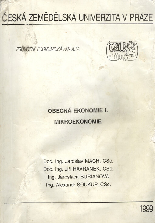 Obecná ekonomie I. : mikroekonomie
