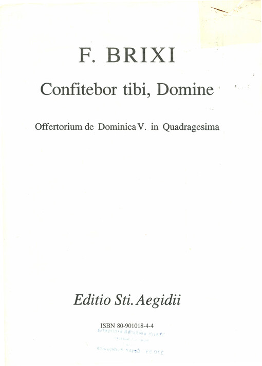 Confitebor tibi, Domine Offertorium de Dominica V. in Quadragesima