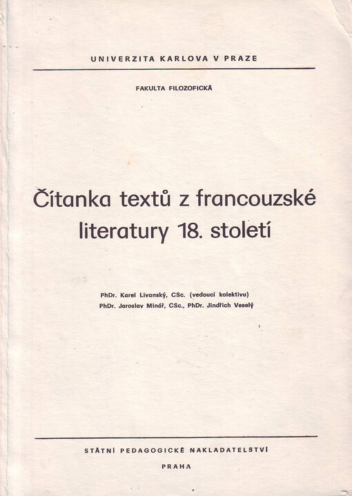 Čítanka textů z francouzské literatury 18. století