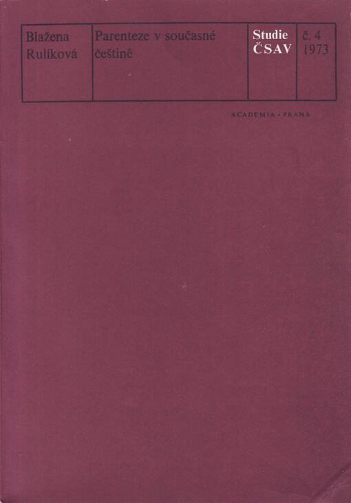 Parenteze v současné češtině.