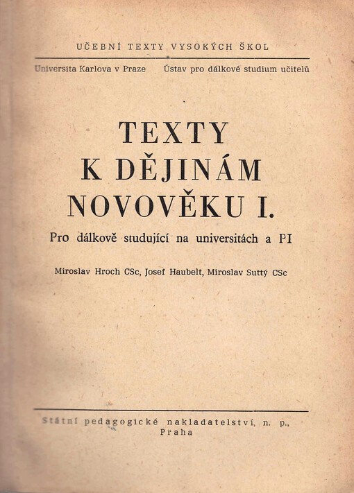 Texty k dějinám novověku I