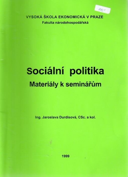 Sociální politika : materiály k seminářům