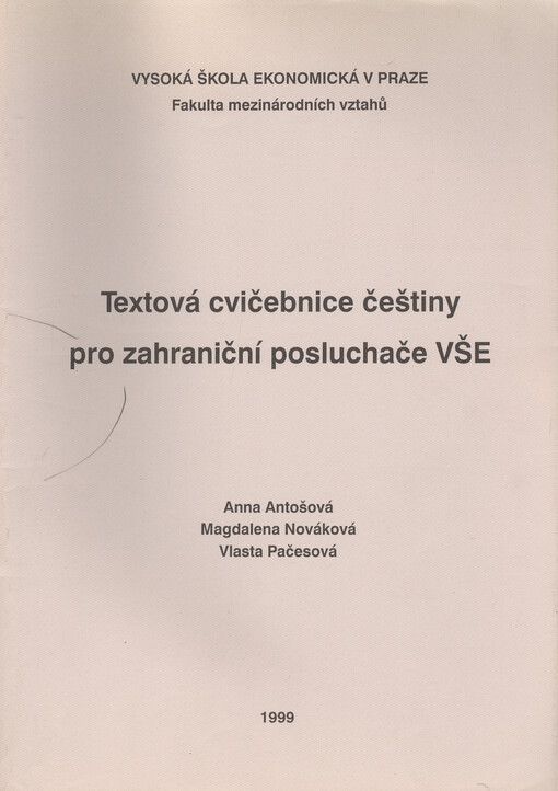 Textová cvičebnice češtiny pro zahraniční posluchače VŠE