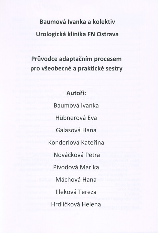 Průvodce adaptačním procesem pro všeobecné a praktické sestry
