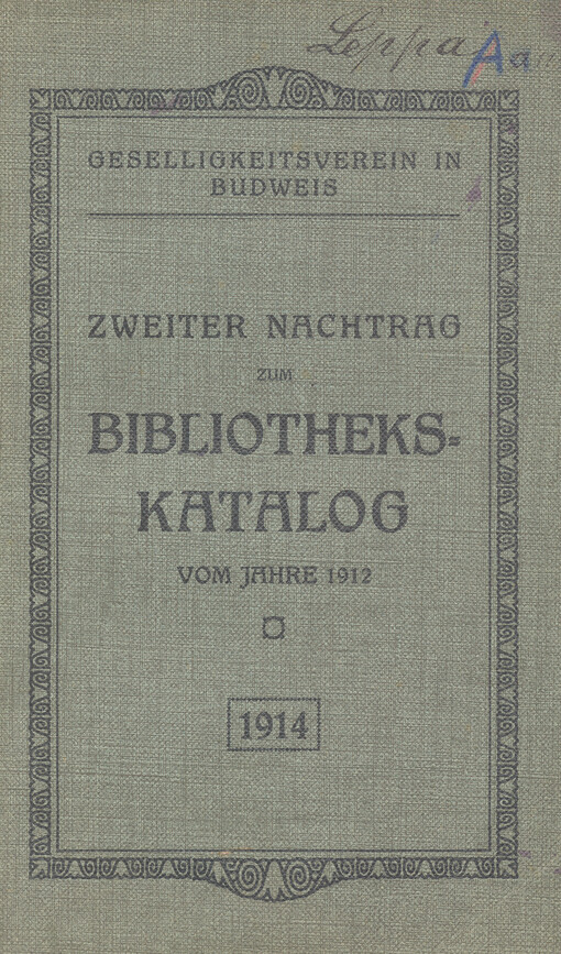 II. Nachtrag zum Bibliotheks-Katalog vom Jahre 1912