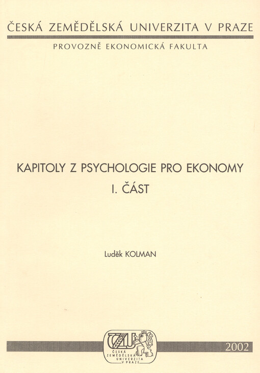 Kapitoly z psychologie pro ekonomy. I. část