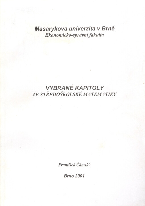 Vybrané kapitoly ze středoškolské matematiky