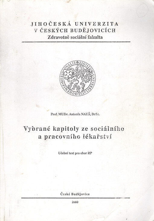Vybrané kapitoly ze sociálního a pracovního lékařství : učební text pro obor RP