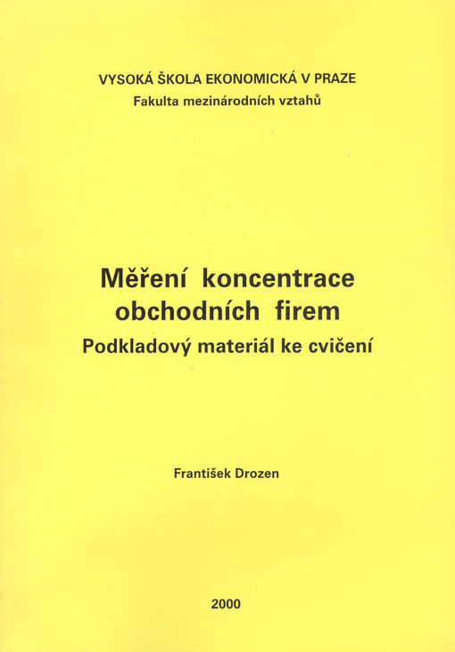 Měření koncentrace obchodních firem : podkladový materiál ke cvičení