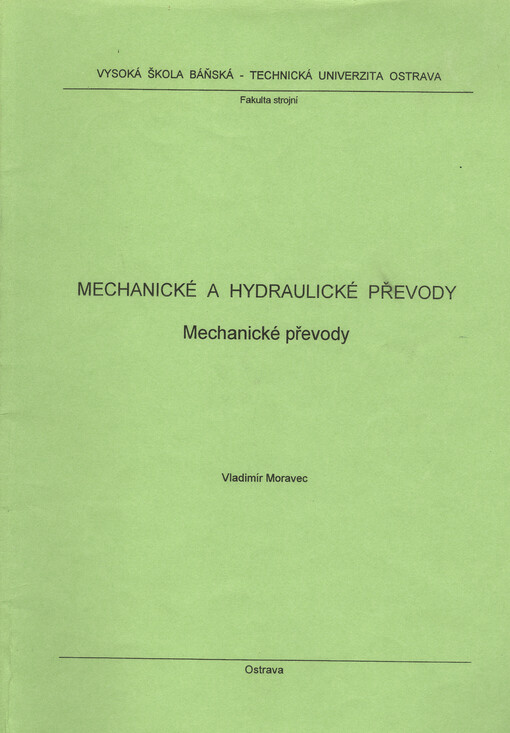 Mechanické a hydraulické převody : mechanické převody