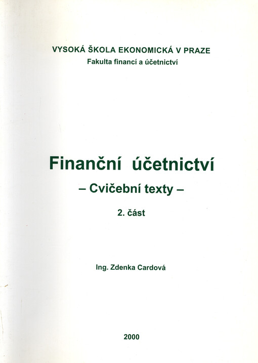 Finanční účetnictví - cvičební texty. 2. část