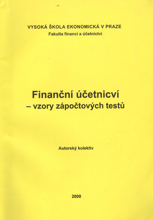 Finanční účetnictví - vzory zápočtových testů