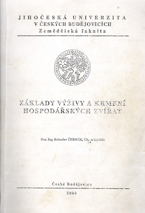 Základy výživy a krmení hospodářských zvířat