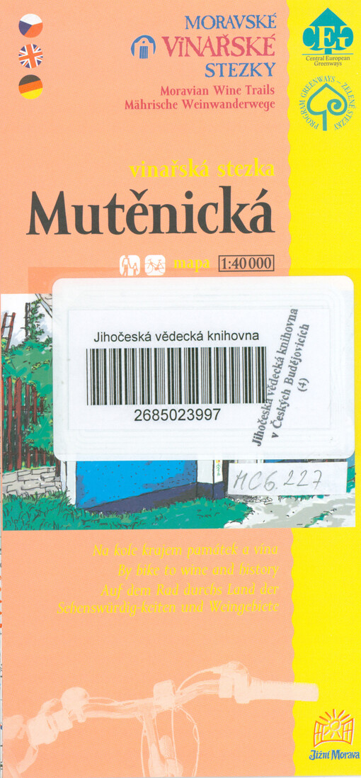 Mutěnická vinařská stezka na kole krajem památek a vína : mapa 1:40 000