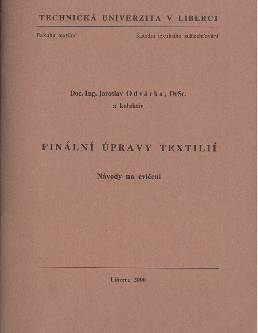 Finální úpravy textilií : návody na cvičení