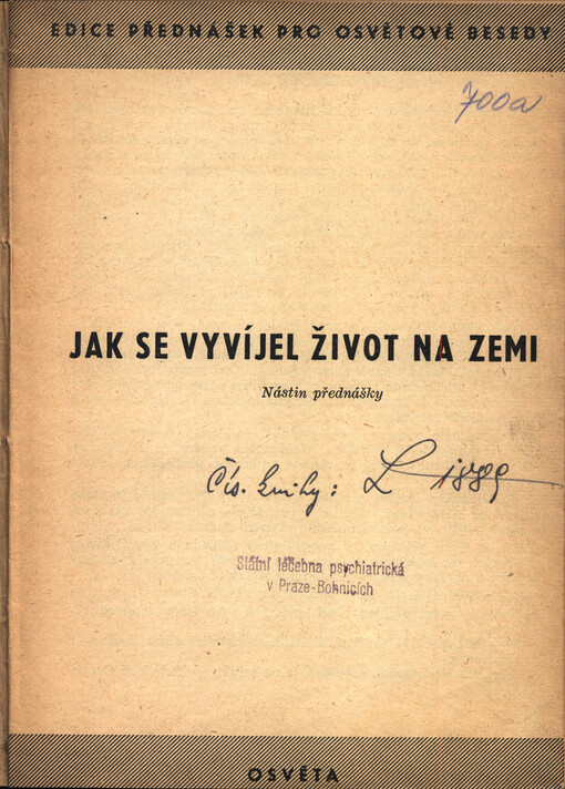 Jak se vyvíjel život na zemi : nástin přednášky