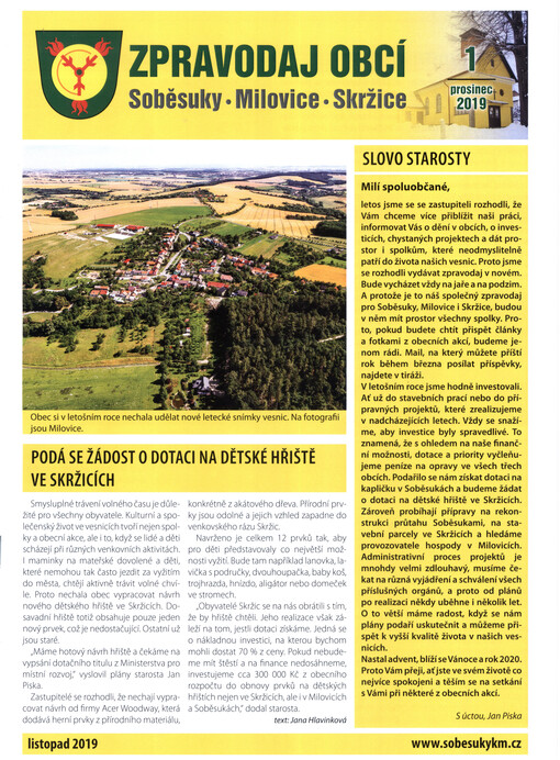Zpravodaj obcí Soběsuky, Milovice, Skržice