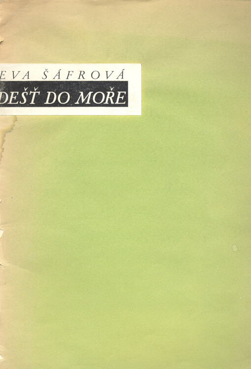 Dešť do moře : básně