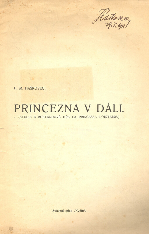 Princezna v dáli : (studie o Rostandově hře La Princesse Lointante)