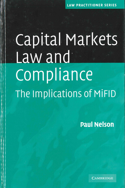 Capital markets law and compliance: the implications of MiFID