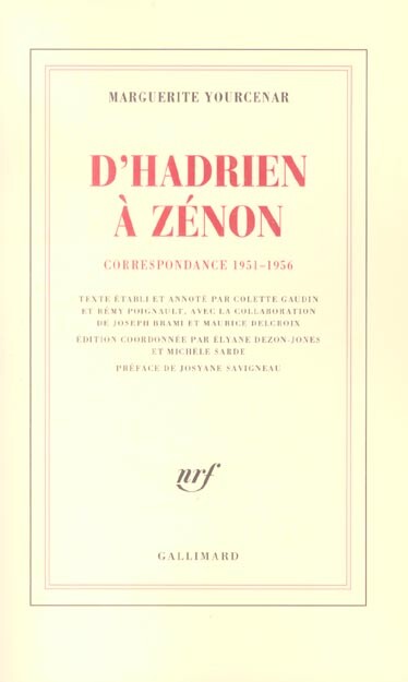 D'Hadrien à Zénon : Correspondance, 1951-1956