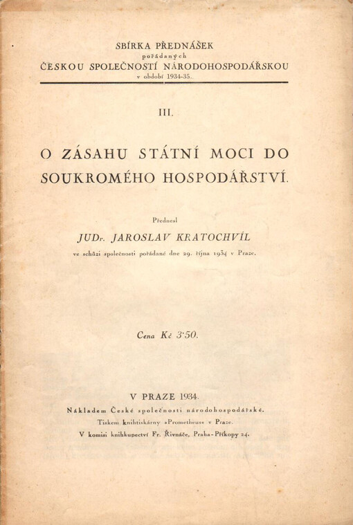O zásahu státní moci do soukromého hospodářství