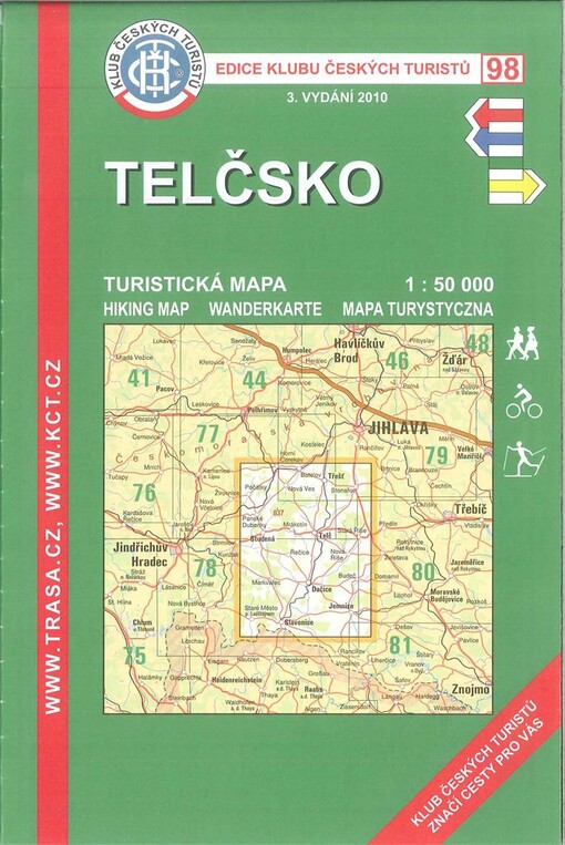 Telčsko turistická mapa 1:50^000 : novinky od roku 2000, barevná zadní strana, kilometráž : digitální kartografie-GPS