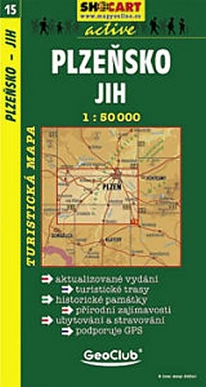 Plzeňsko-jih turistická mapa 1:50 000 : turistické trasy, historické památky, přírodní zajímavosti, ubytování a stravování, podporuje GPS