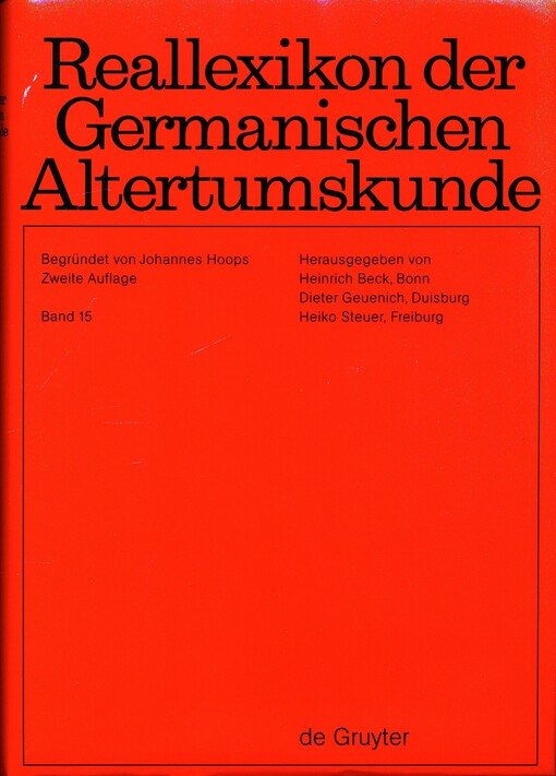 Reallexikon der Germanischen Altertumskunde. Bd. 15, Hobel - Iznik