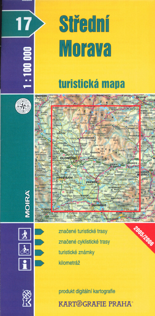 Střední Morava turistická mapa 1:100 000
