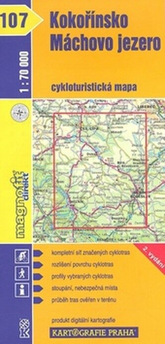 Kokořínsko, Máchovo jezero cykloturistická mapa 1:70 000