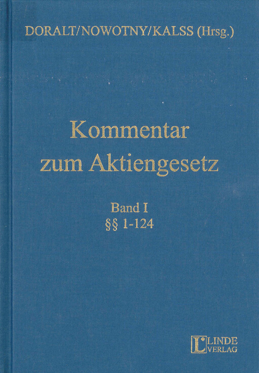 Kommentar zum Aktiengesetz. Band I, §§ 1-124